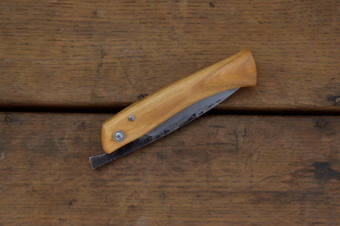 Couteau pliant 19.8cm, système deux clous, manche monobloc en bois inconnu