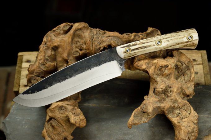 Couteau de camp 33 cm, manche en bois de Cerf