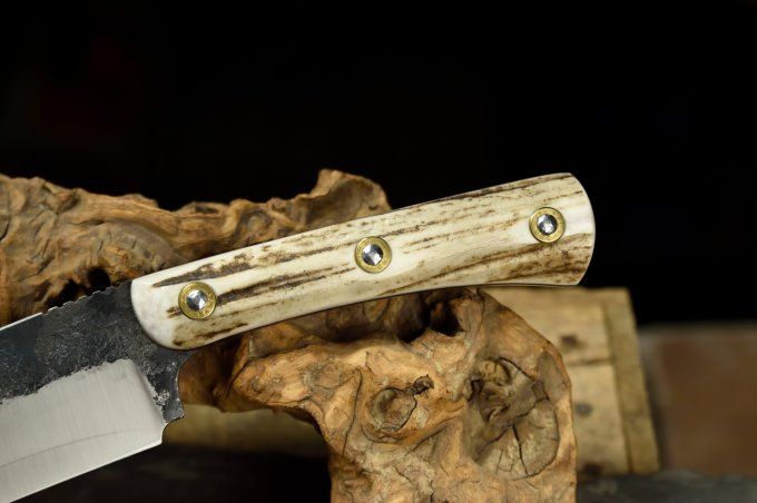 Couteau de camp 33 cm, manche en bois de Cerf