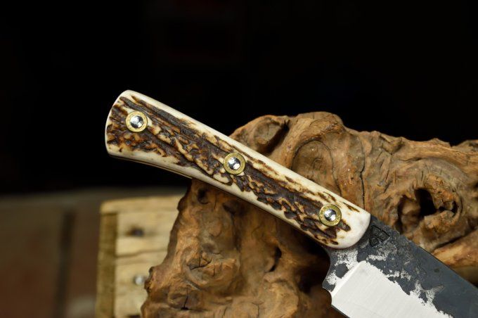 Couteau de camp 33 cm, manche en bois de Cerf